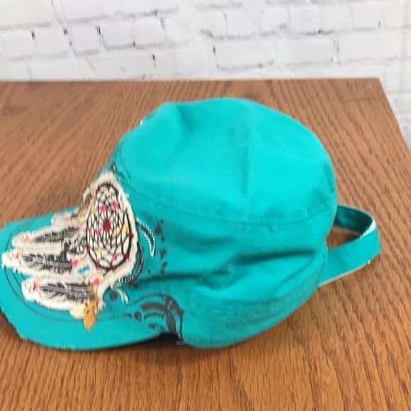 The Alabama Girl Turquoise Rhinestone Dreamcatcher Hat Rustic OSFM EUC - Picture 2 of 6